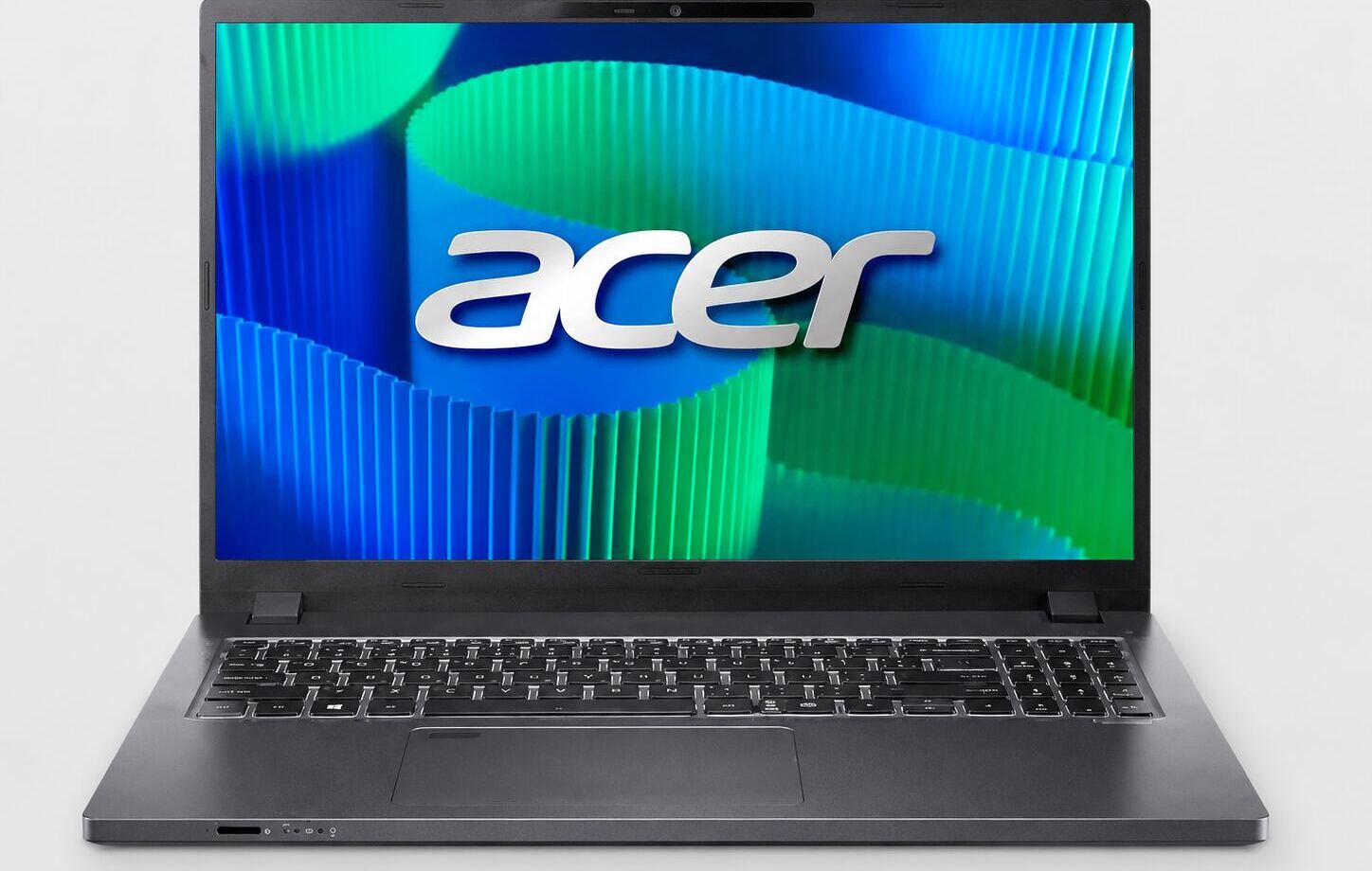 Acer TravelMate P2 aberto, destacando o design do equipamento e o tema de desmontagem e opções de upgrade de componentes.